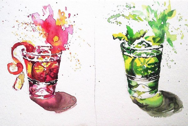 Напитки акварелью