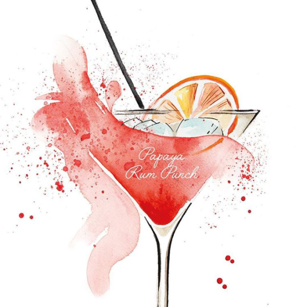 Коктейли акварель вектор