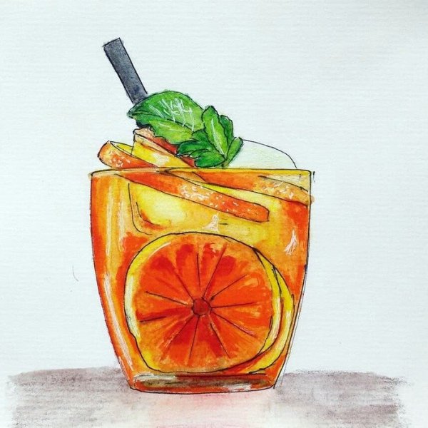 Скетчинг акварелью напитки