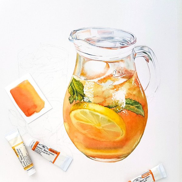 Коктейль скетч акварель