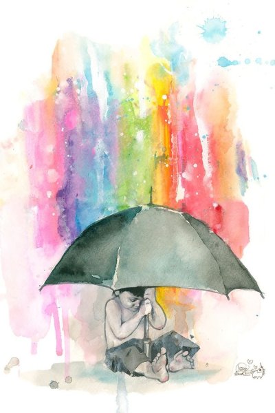 Под зонтиком рисование