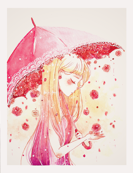 Девушка с цветным зонтиком