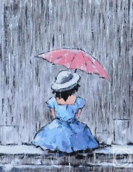 Зонтик акварель