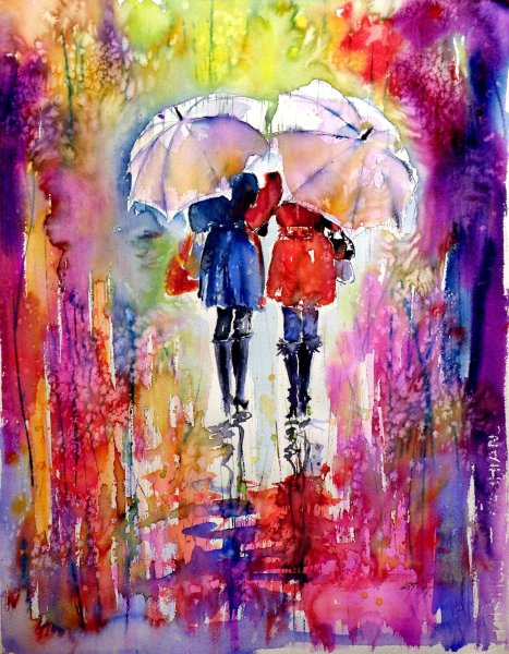 Александр Гунин картины девушка с зонтом