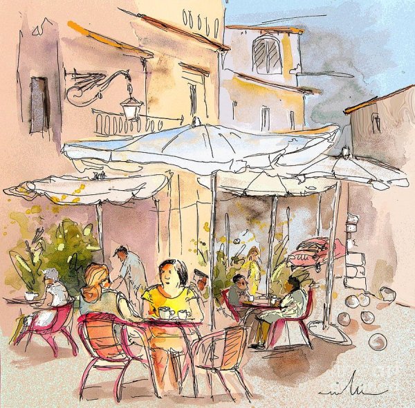 Италия кафе акварель