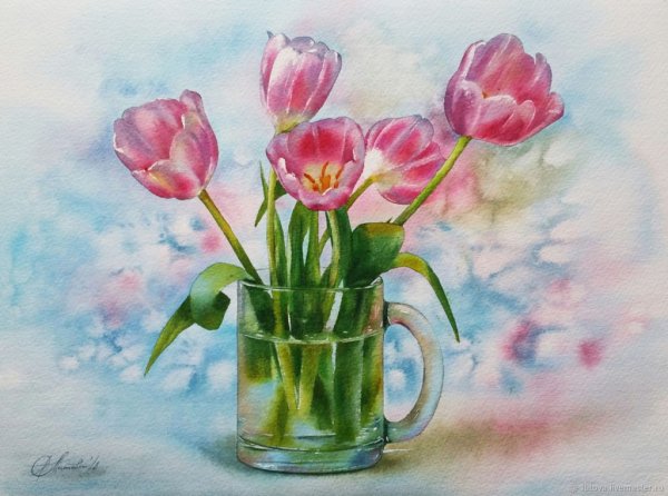 Цветы акварель художник Елена Вавилина Акварельные