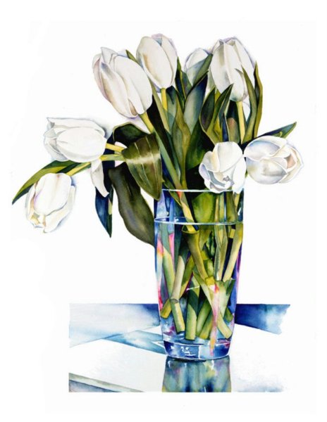 Стеклянная ваза акварелью