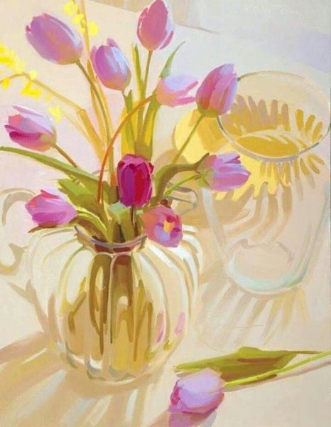 Тюльпаны акварелью для начинающих