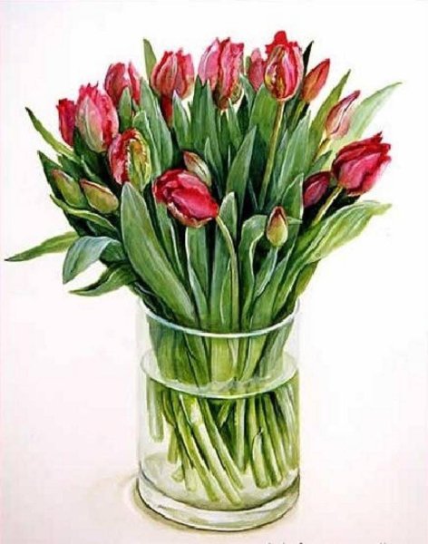 Тюльпаны в вазе живопись
