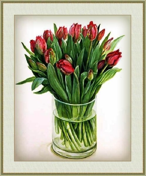 Акварельный скетч тюльпаны