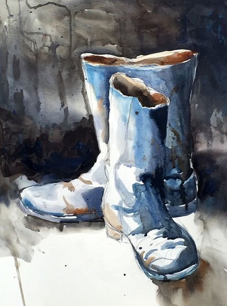 Обувь акварелью живопись