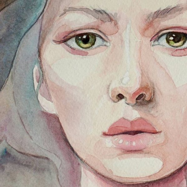 Лицо человека акыарель