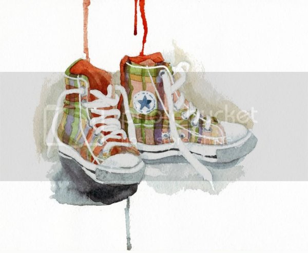 Кроссовки акварелью