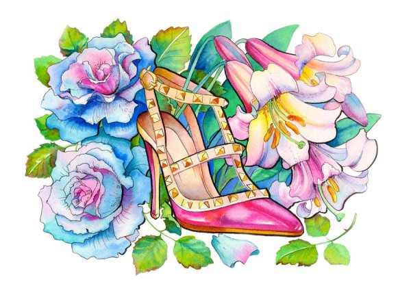 Акварельный скетч туфля