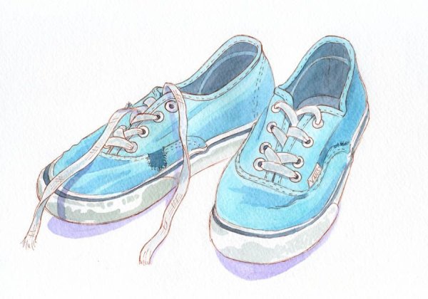 Обувь акварелью кеды