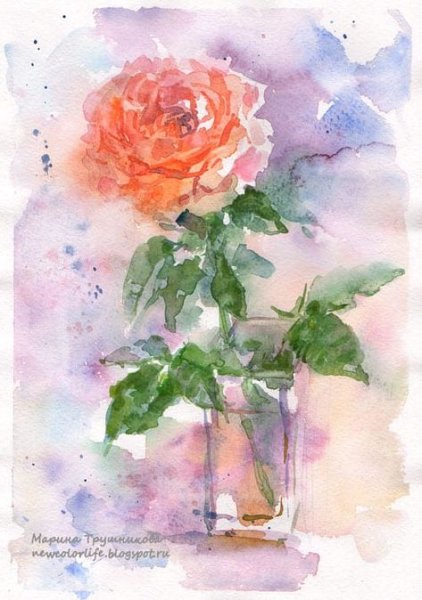 Акварель цветы Анна Катаниан