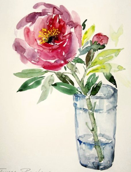 Чаепитие акварель