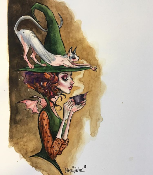 Ведьма акварель