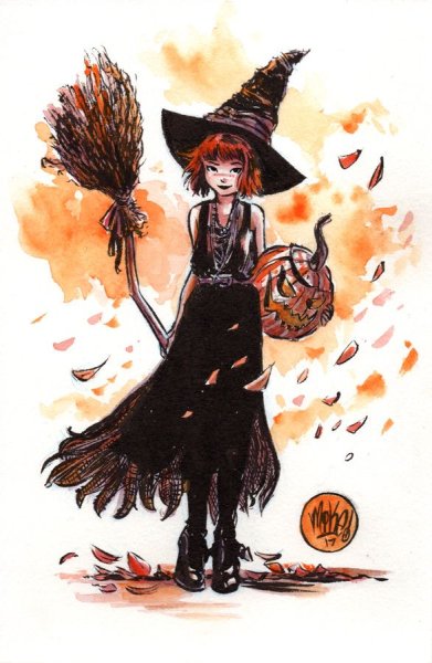 Хэллоуин акварель