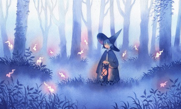 Ведьмочка эскиз акварель