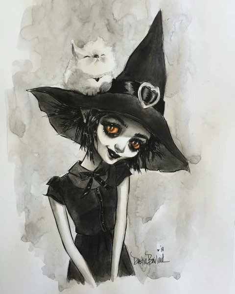 Ведьма скетч маркерами