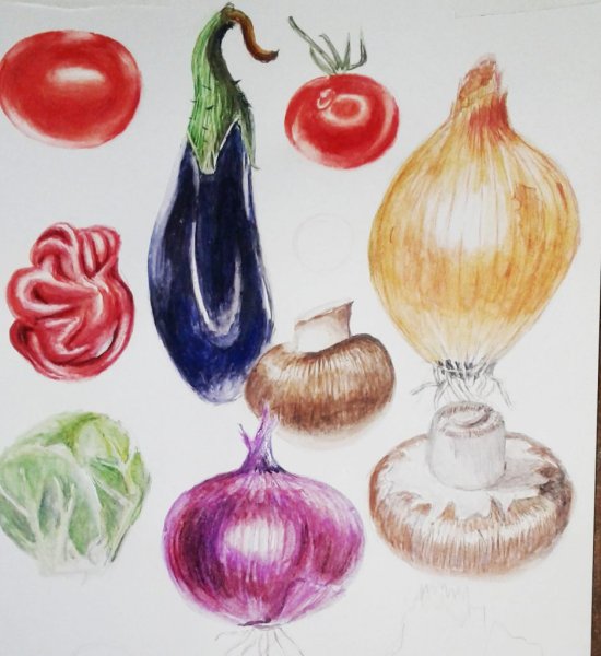 Фрукты и овощи акварелью