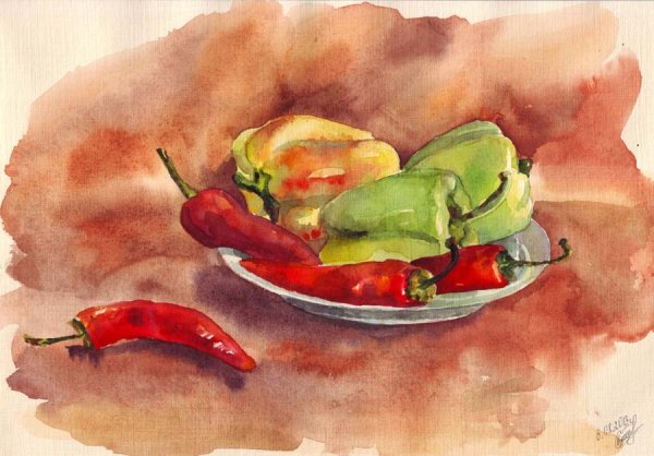 Овощи акварелью