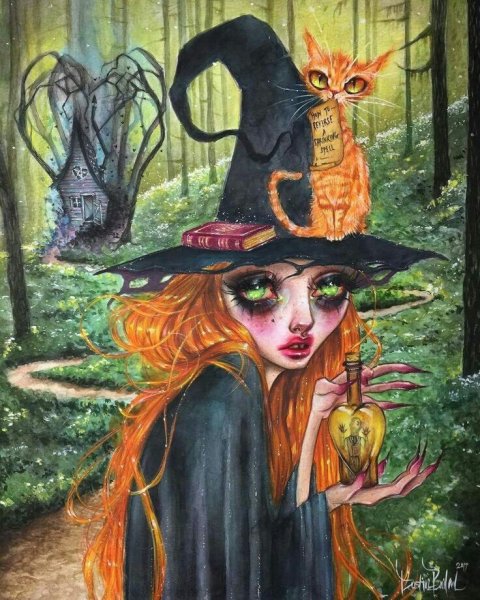 Ведьма акварель