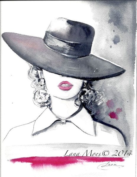 Девушка в шляпе акварель