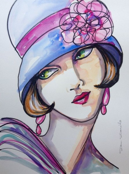 Шляпу нарисовать акварелью