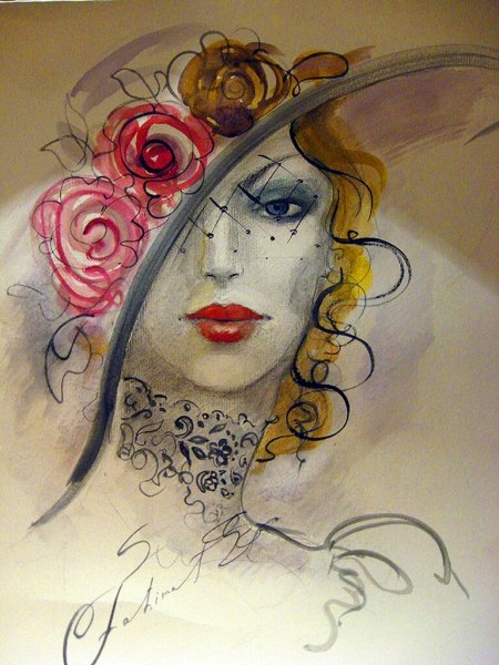 Картина девушка в шляпе