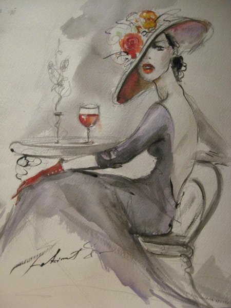 Девушка в шляпе рисунок