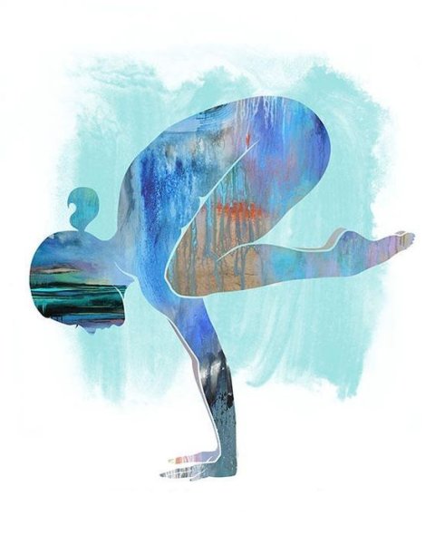 Девушка йога акварель