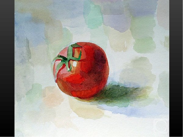 Акварельный скетч помидор