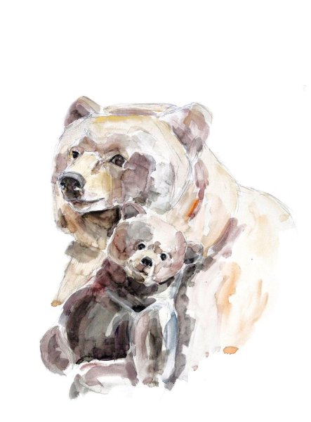 Медвежонок акварель