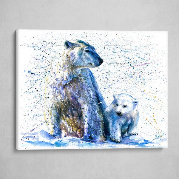 Акварель Медведица с медвежонком