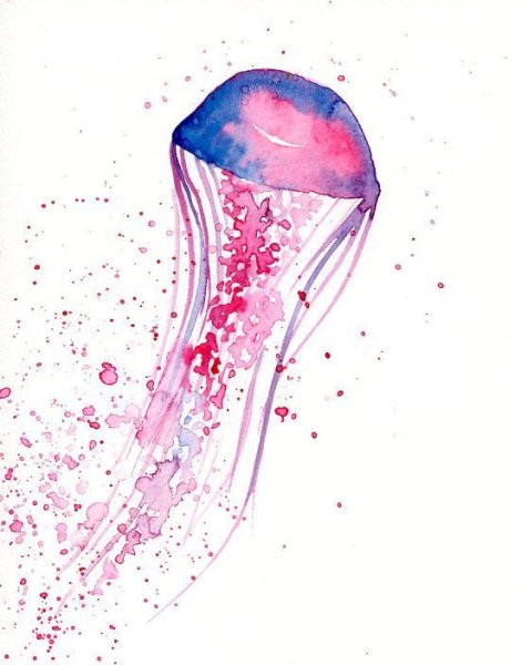 Медуза акварелью