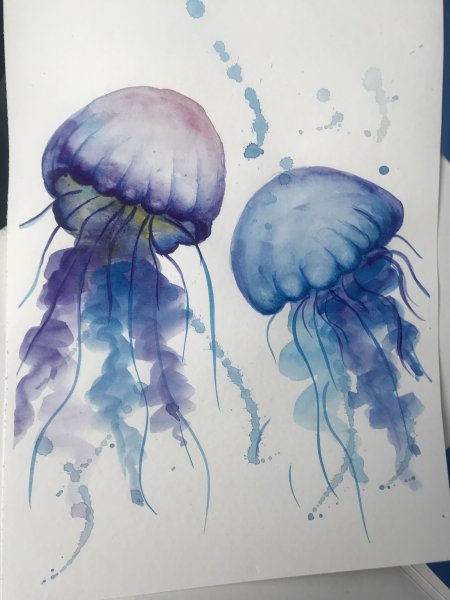 Монотипия подводный мир медуза