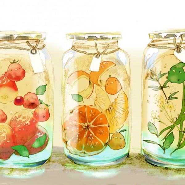 Фрукты в банке рисование