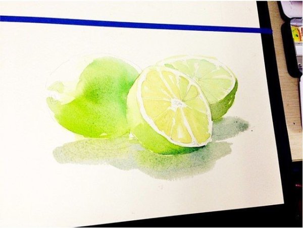 Акварельные фрукты лимон
