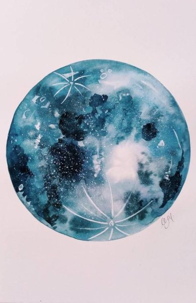 Луна акварелью