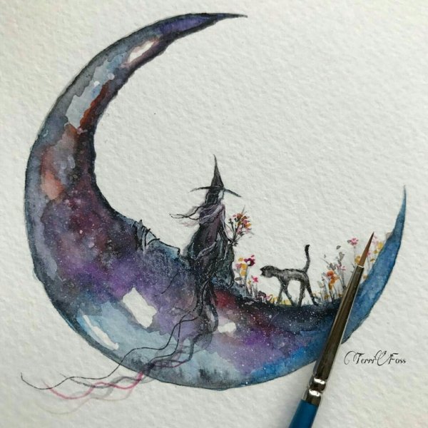 Ведьмочка акварель