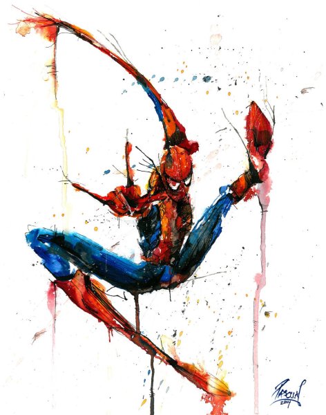 Герои Марвел акварелью