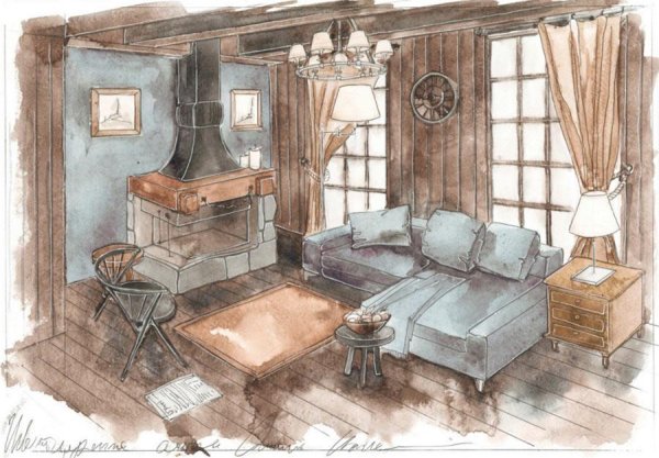 Комната акварелью