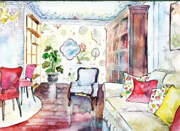 Акварельные эскизы интерьеров