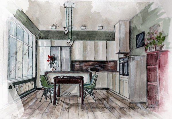 Интерьеры кухни Наброски