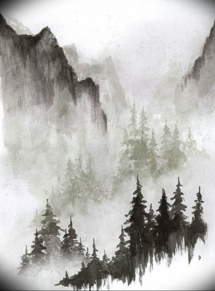 Горный пейзаж Графика