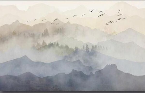 Минималистичный пейзаж акварелью