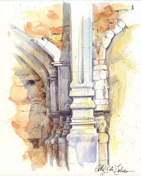 Архитектурные детали акварель