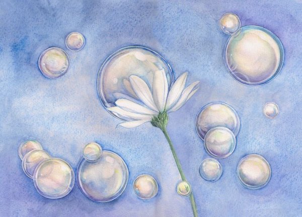 Мыльные пузыри рисование акварель